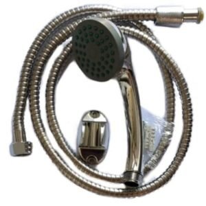 KIT DUCHADOR DE MANO CROMADO CON FLEXIBLE Y SOPORTE