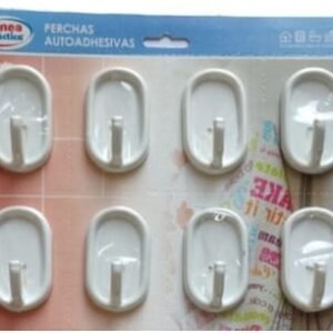 PERCHA AUTOADHESIVA OVAL BLANCA BLISTER X 16 UN.